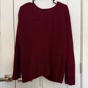 Harper Heritage Maroon Red Knit Long Sleeve Tie Back Grommet Sweater